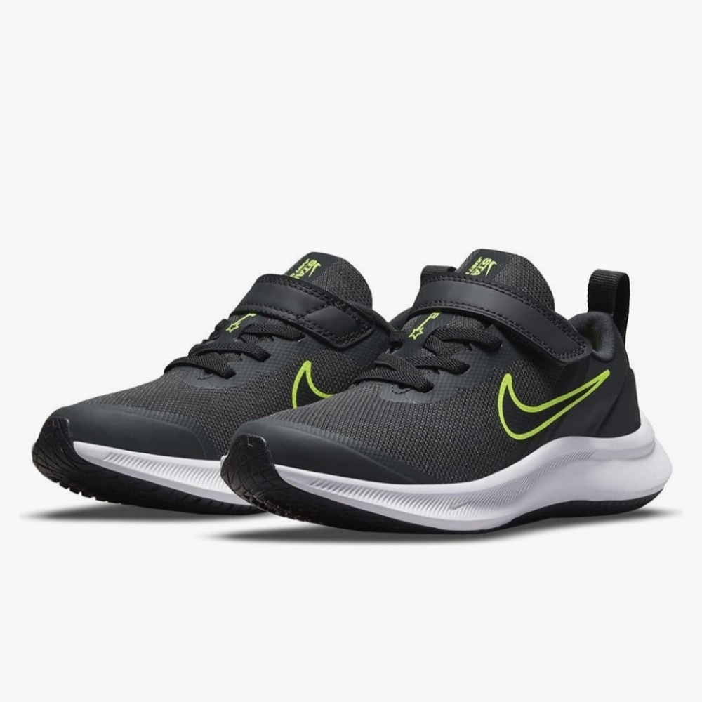 Nike Unisex-Child Star Pre School Running Shoe ( Dark smoke grey/black/green